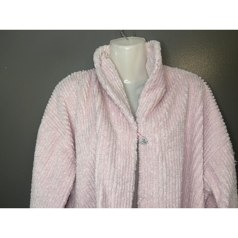 Romantic Concepts Sweater Womens L/XL Pink Chenille Fuzzy Cardigan Jacket USA - Picture 2 of 8